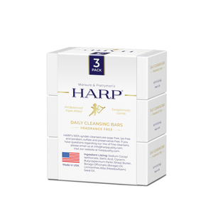 HARP pH-Balanced Body Wash Bar - Extra Gentle For Dry or Sensitive Skin + Shea Butter-Borage oil- Meadowfoam | Non-Comedogenic | Soap-Free, Lye-Free. FRAGRANCE FREE (No Masking agents added)