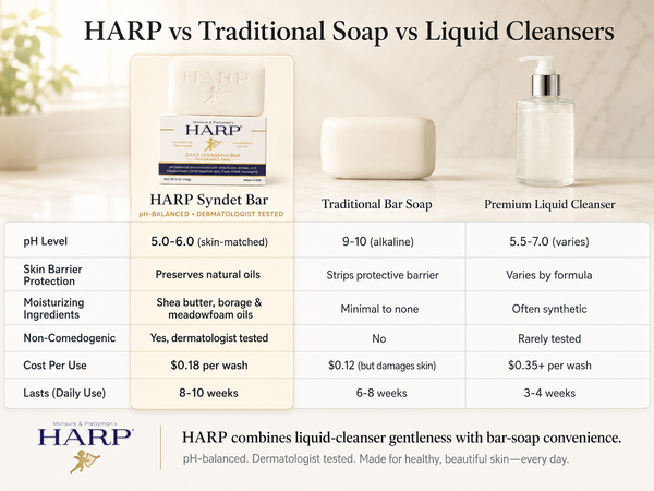 HARP® FRAGRANCE FREE Body Wash Bar – pH Balanced (5.0–6.0) Syndet Cleanser, No Lye, Non-Comedogenic, Gentle for Sensitive & Dry Skin, With Shea Butter & Borage Oil. 5oz Bars