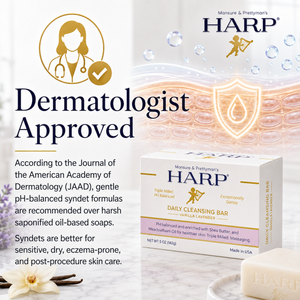 HARP® Vanilla Lavender Body Wash Bar – pH Balanced (5.0–6.0) Syndet Cleanser, Soap-Free & No Lye, Non-Comedogenic, Gentle for Sensitive & Dry Skin, With Shea Butter & Borage Oil. 5oz Bar.