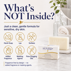 HARP® Exfoliating Body Wash Bar – pH Balanced Syndet Cleanser with Bamboo Powder, FRAGRANCE-FREE, Soap-Free & No Lye, Non-Comedogenic, Gentle Exfoliation for Smooth Skin, 5 oz