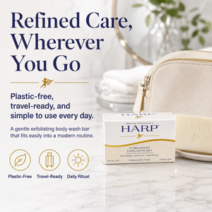 HARP® Exfoliating Body Wash Bar – pH Balanced Syndet Cleanser with Bamboo Powder, FRAGRANCE-FREE, Soap-Free & No Lye, Non-Comedogenic, Gentle Exfoliation for Smooth Skin, 5 oz