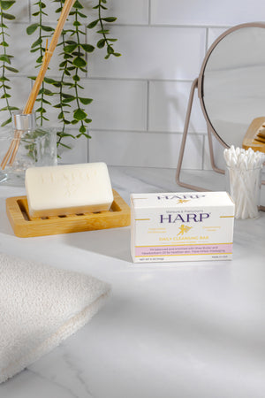 HARP pH-Balanced Body Wash Bar - Exceptionally Gentle For Dry or Sensitive Skin + Shea Butter-Borage oil- Meadowfoam | Non-Comedogenic | Soap-Free, Lye-Free. VANILLA LAVENDER FRAGRANCE. 5oz