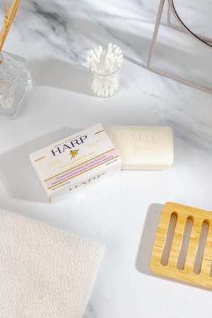 HARP pH-Balanced Body Wash Bar - Exceptionally Gentle For Dry or Sensitive Skin + Shea Butter-Borage oil- Meadowfoam | Non-Comedogenic | Soap-Free, Lye-Free. VANILLA LAVENDER FRAGRANCE. 5oz