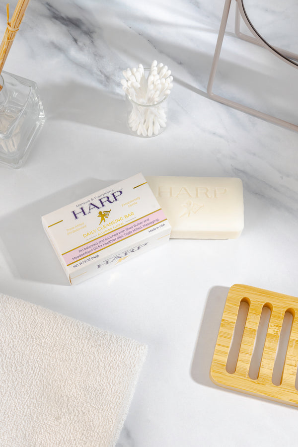 HARP pH-Balanced Body Wash Bar - Exceptionally Gentle For Dry or Sensitive Skin + Shea Butter-Borage oil- Meadowfoam | Non-Comedogenic | Soap-Free, Lye-Free. VANILLA LAVENDER FRAGRANCE. 5oz