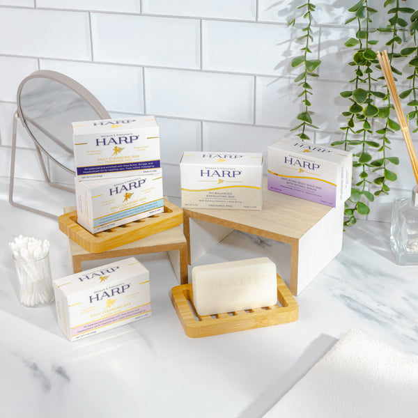 HARP pH-Balanced Body Wash Bar - Extra Gentle For Dry or Sensitive Skin + Shea Butter-Borage oil- Meadowfoam | Non-Comedogenic | Soap-Free, Lye-Free. FRAGRANCE FREE (No Masking agents added)