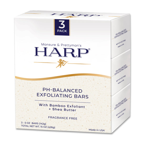 HARP pH-Balanced (5.0-6.0) Exfoliating Body Wash Bar - Fragrance Free. Ground Bamboo Exfoliation the perfect consistency. Soap/Lye/Preservative/Dye/Masking agent-Free