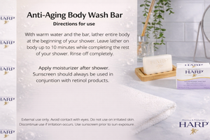 HARP® Anti-Aging Body Wash Bar with Retinol – pH Balanced Syndet Cleanser, FRAGRANCE FREE, Soap-Free & No Lye, Non-Comedogenic, With Niacinamide, Hyaluronic Acid & Vitamin E, 5 oz