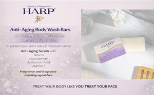 HARP® Anti-Aging Body Wash Bar with Retinol – pH Balanced Syndet Cleanser, FRAGRANCE FREE, Soap-Free & No Lye, Non-Comedogenic, With Niacinamide, Hyaluronic Acid & Vitamin E, 5 oz