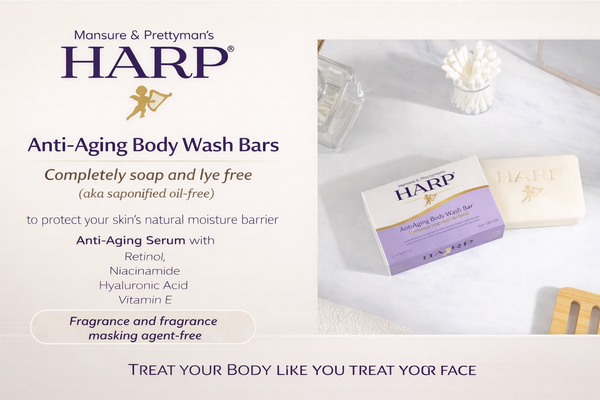 HARP® Anti-Aging Body Wash Bar with Retinol – pH Balanced Syndet Cleanser, FRAGRANCE FREE, Soap-Free & No Lye, Non-Comedogenic, With Niacinamide, Hyaluronic Acid & Vitamin E, 5 oz