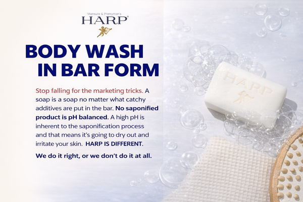 HARP® Vanilla Lavender Body Wash Bar – pH Balanced (5.0–6.0) Syndet Cleanser, Soap-Free & No Lye, Non-Comedogenic, Gentle for Sensitive & Dry Skin, With Shea Butter & Borage Oil. 5oz Bar.