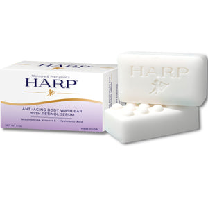 HARP® Anti-Aging Body Wash Bar with Retinol – pH Balanced Syndet Cleanser, FRAGRANCE FREE, Soap-Free & No Lye, Non-Comedogenic, With Niacinamide, Hyaluronic Acid & Vitamin E, 5 oz
