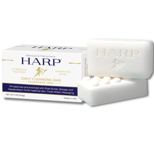 HARP® FRAGRANCE FREE Body Wash Bar – pH Balanced (5.0–6.0) Syndet Cleanser, No Lye, Non-Comedogenic, Gentle for Sensitive & Dry Skin, With Shea Butter & Borage Oil. 5oz Bars