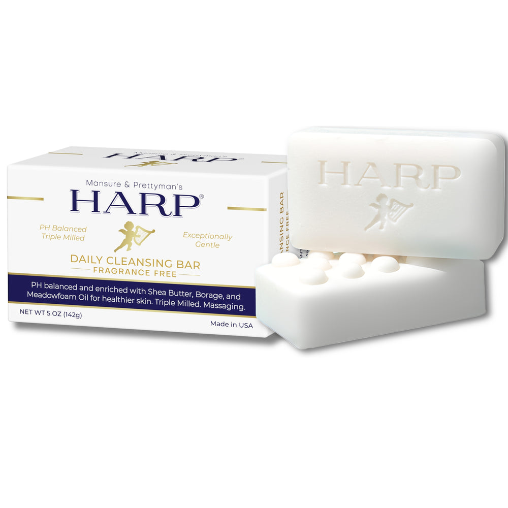 HARP® FRAGRANCE FREE Body Wash Bar – pH Balanced (5.0–6.0) Syndet Cleanser, No Lye, Non-Comedogenic, Gentle for Sensitive & Dry Skin, With Shea Butter & Borage Oil. 5oz Bars