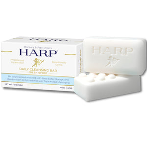 HARP® Fresh Sport Body Wash Bar – pH Balanced (5.0–6.0) Syndet Cleanser, Soap-Free & No Lye, Non-Comedogenic, Gentle for Sensitive & Dry Skin, With Shea Butter & Borage Oil