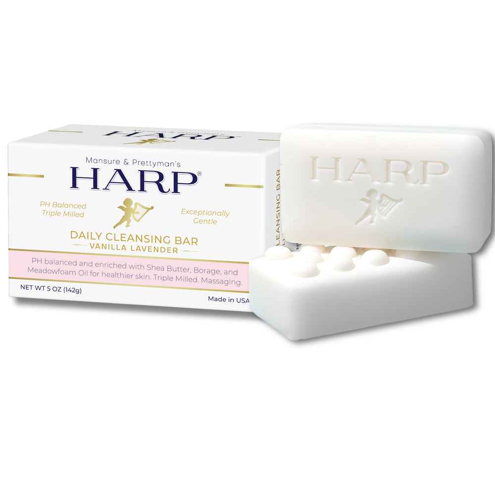 HARP® Vanilla Lavender Body Wash Bar – pH Balanced (5.0–6.0) Syndet Cleanser, Soap-Free & No Lye, Non-Comedogenic, Gentle for Sensitive & Dry Skin, With Shea Butter & Borage Oil. 5oz Bar.