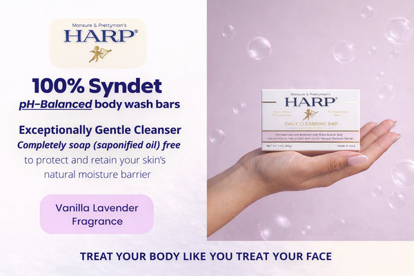 HARP® Vanilla Lavender Body Wash Bar – pH Balanced (5.0–6.0) Syndet Cleanser, Soap-Free & No Lye, Non-Comedogenic, Gentle for Sensitive & Dry Skin, With Shea Butter & Borage Oil. 5oz Bar.